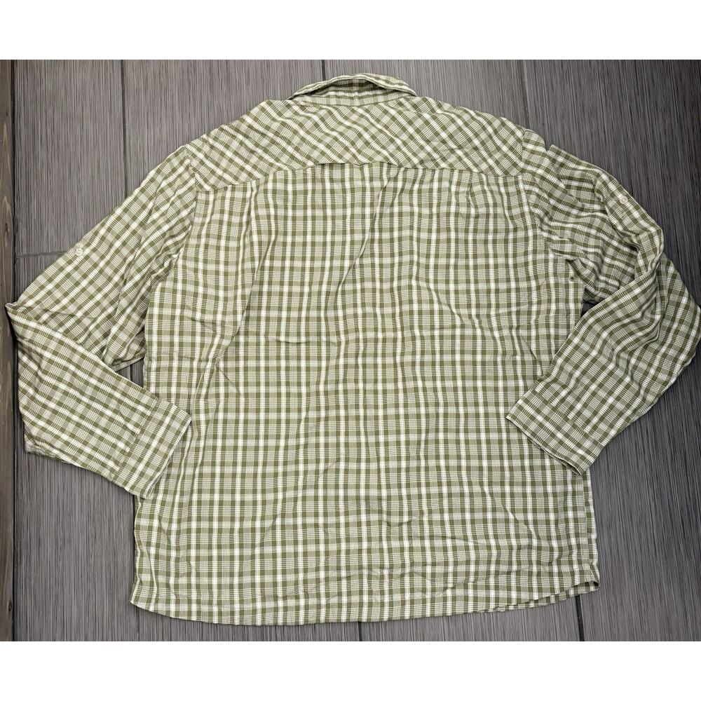 LL Bean Men’s Green/White Plaid Long Sleeve Shirt Vented Fishing Hiking Size XL - Picture 5 of 6